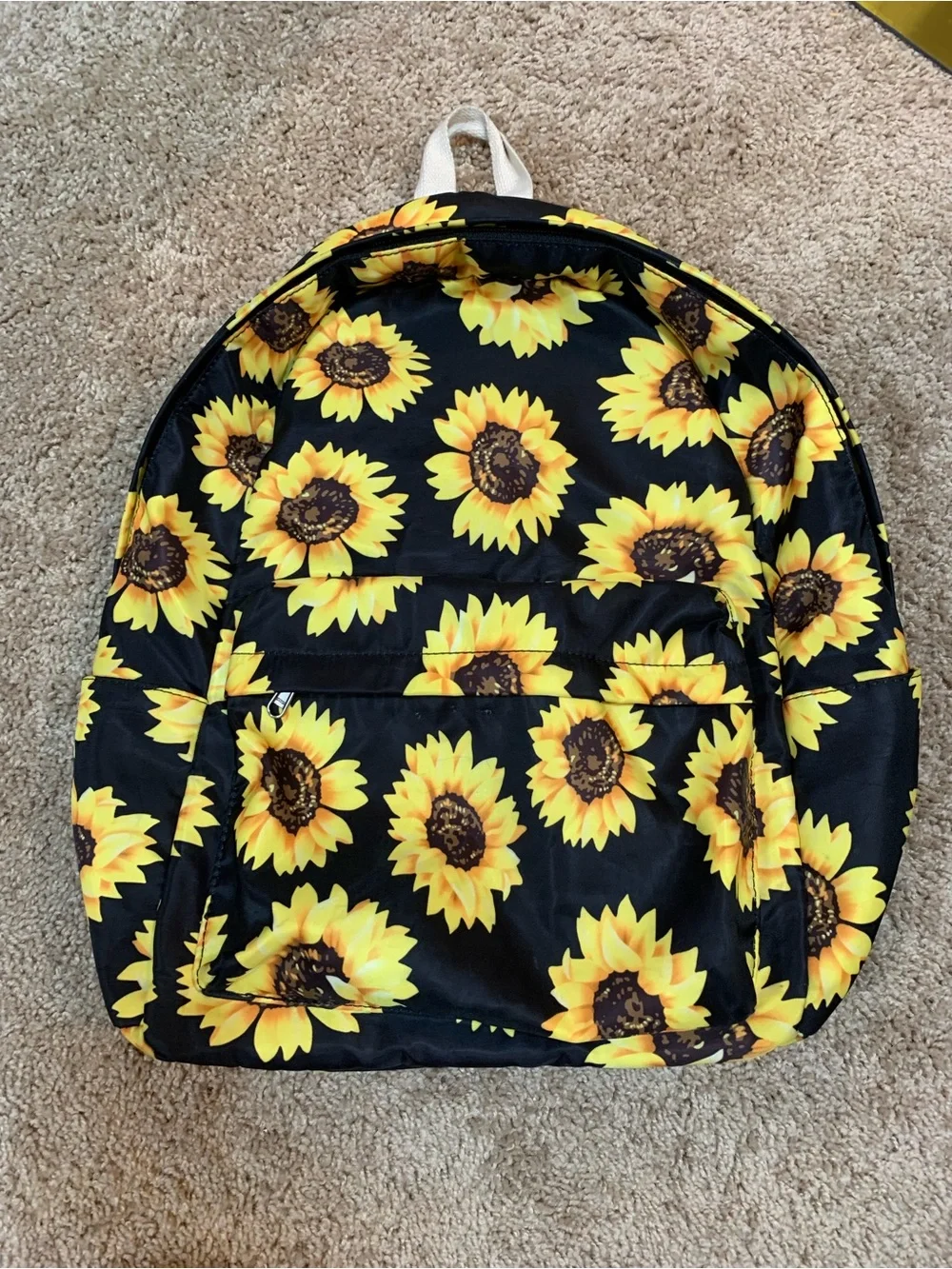 Sunflower Print Backpack - Black & Yellow